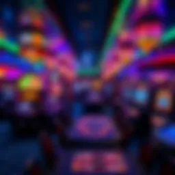 A luxurious casino interior aboard the Allure of the Seas showcasing vibrant lighting and gaming tables