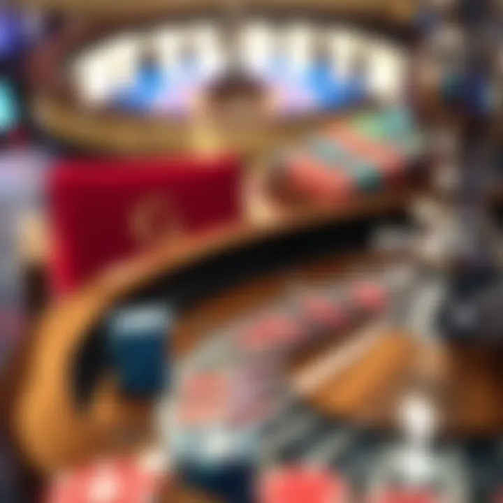 The Thrill of Roulette Close-up view of a roulette wheel spinning with chips placed on the table