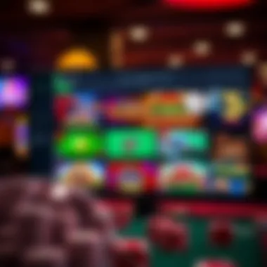 Online gaming screen displaying different casino games