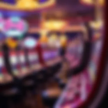 Dynamic Casino Scene with Coin Pushers A vibrant casino scene featuring multiple coin pusher machines in action