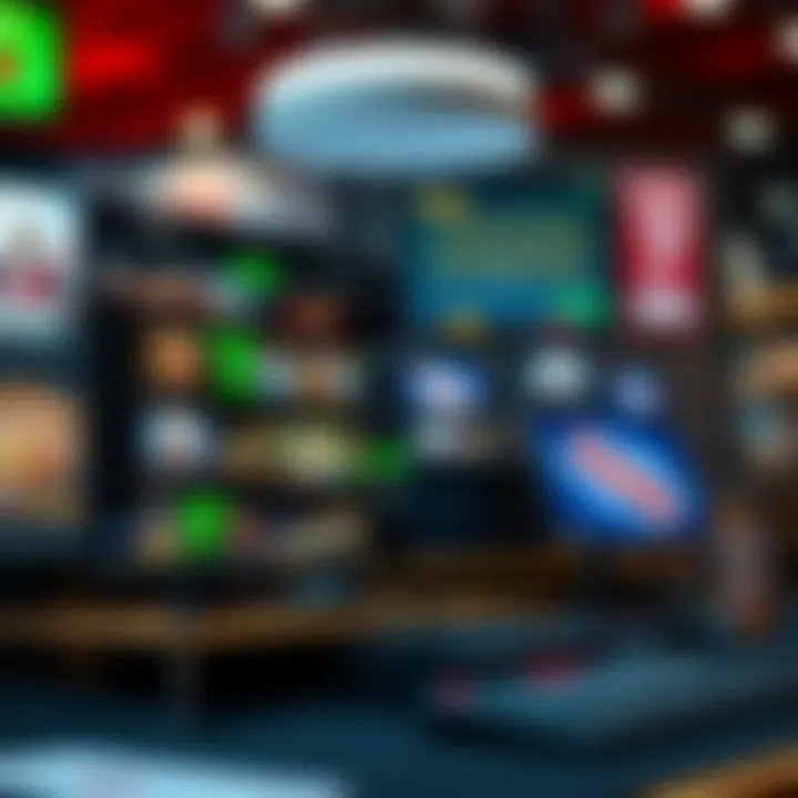 Casino Software Interface Display A modern computer setup displaying casino software interface.