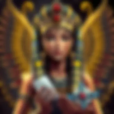 Cleopatra and Egyptian Motifs Illustration of Cleopatra surrounded by ancient Egyptian motifs.