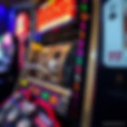 A close-up view of a coin pusher machine showcasing its intricate mechanics