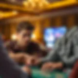 A focused student analyzing poker strategies with a coach