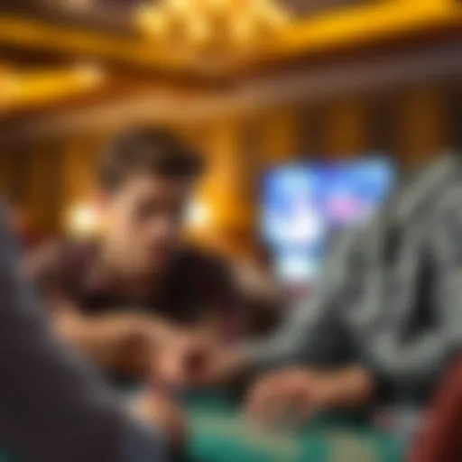 A focused student analyzing poker strategies with a coach