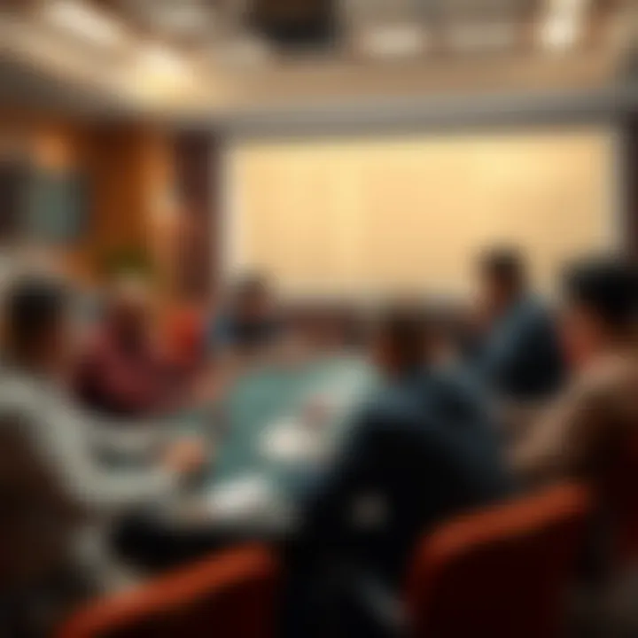 Poker Strategy Discussion A vibrant classroom setting with poker strategy discussion