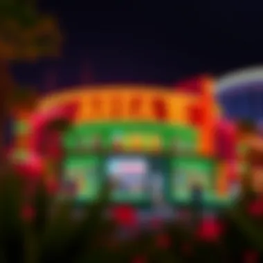 The vibrant exterior of Area 15 illuminated at night