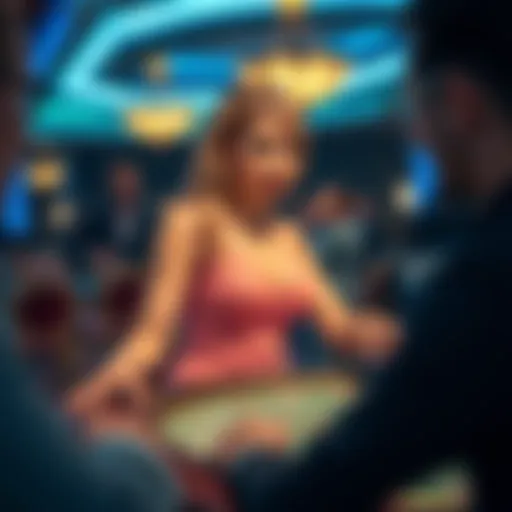 Casino Hostess in Action Elegant casino hostess interacting with guests