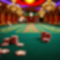 Elegant casino gaming table with chips