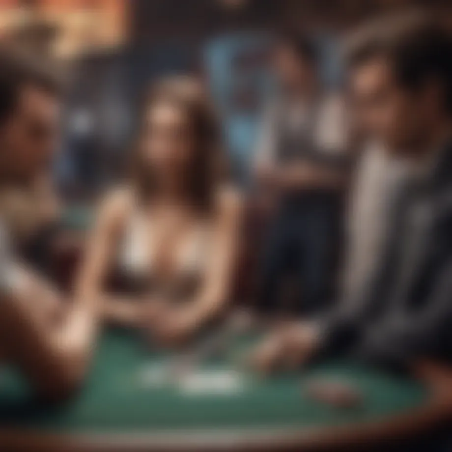 A high-stakes poker table with players engaged in a game of live casino poker.