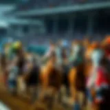 Close-up of a horse racing event showcasing the intensity of competition
