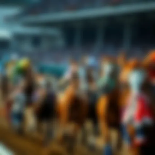 Close-up of a horse racing event showcasing the intensity of competition