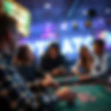 A diverse group engaging in a virtual betting game