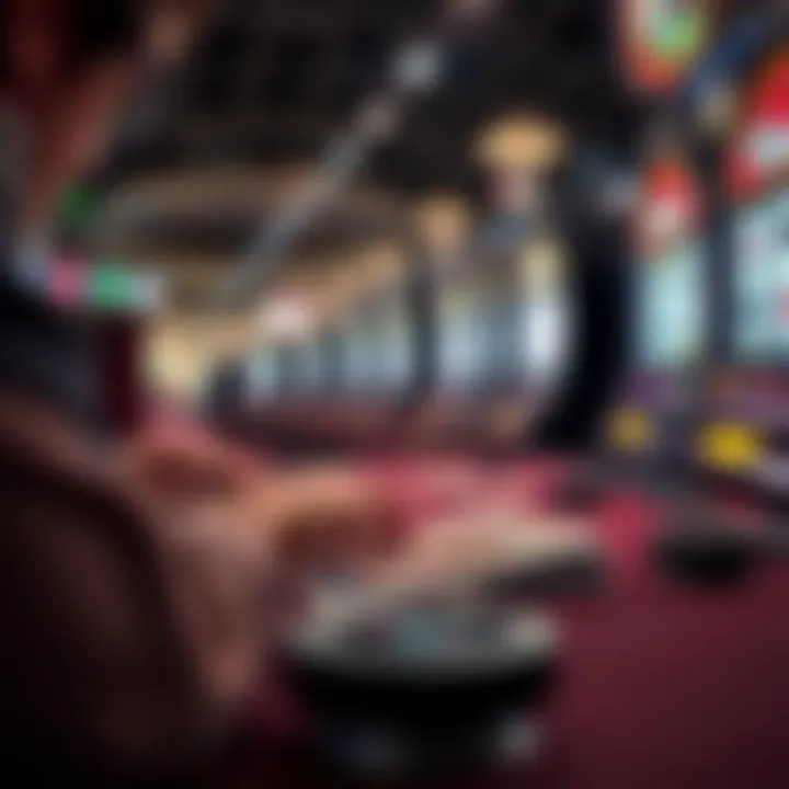 Close-up view of a player making strategic decisions at a video poker table