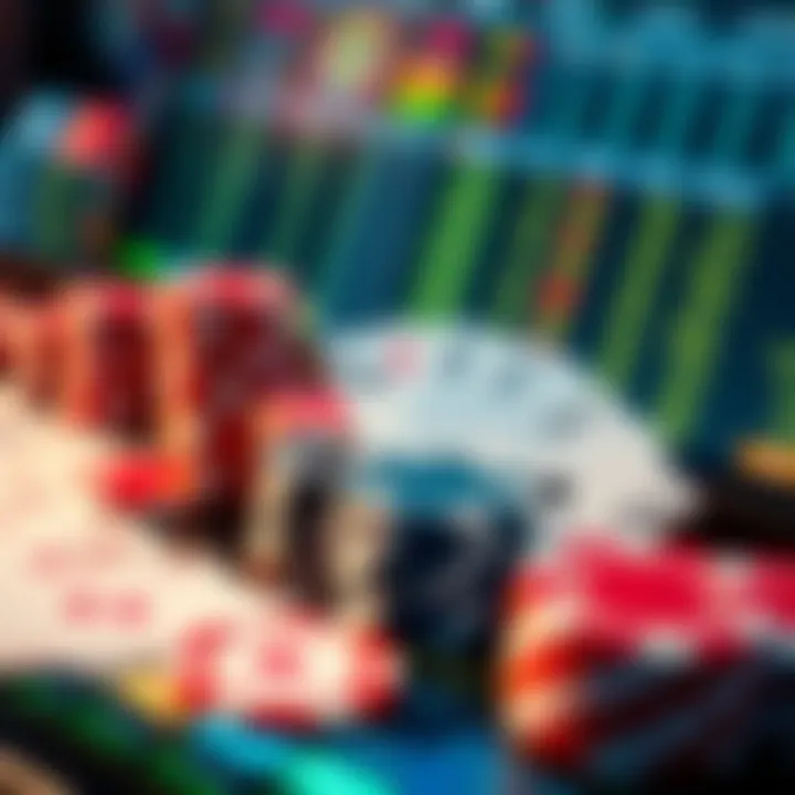 Digital Poker Experience An array of poker chips and cards on a digital interface