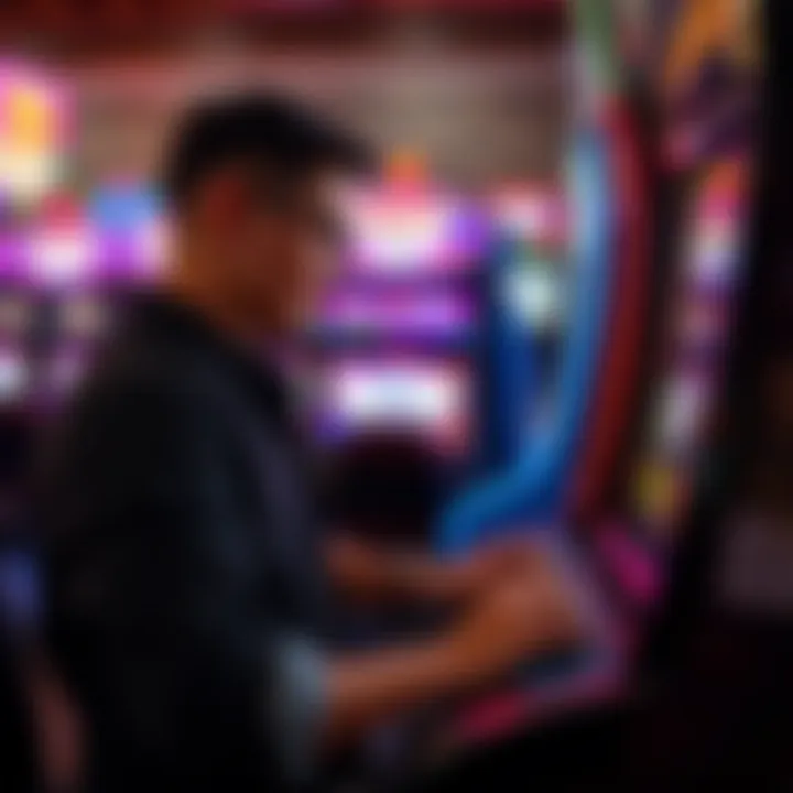 Engaged in Slot Machine Gameplay A player engaged in virtual slot machine gameplay