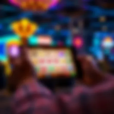 Interactive Gaming Experience Player engaging with a free slot game on a tablet