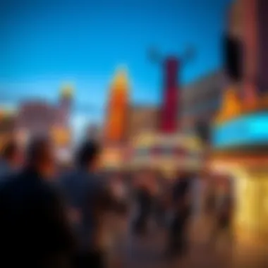 Vibrant Entertainment on Fremont Street Live performers entertaining a crowd on Fremont Street