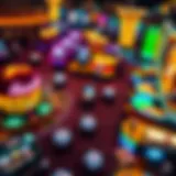 Aerial view of a bustling California casino, showcasing vibrant nightlife