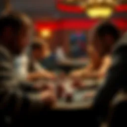 A thrilling poker game in action with players deep in concentration