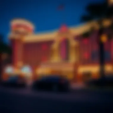 Illuminated Casino Facade An exterior view of a modern casino building illuminated at night