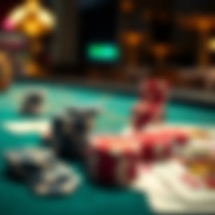 The Essence of Gaming A detailed shot of poker chips and playing cards on a gaming table