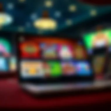 Diverse Online Casino Games on Display Close-up of a laptop displaying various online casino games