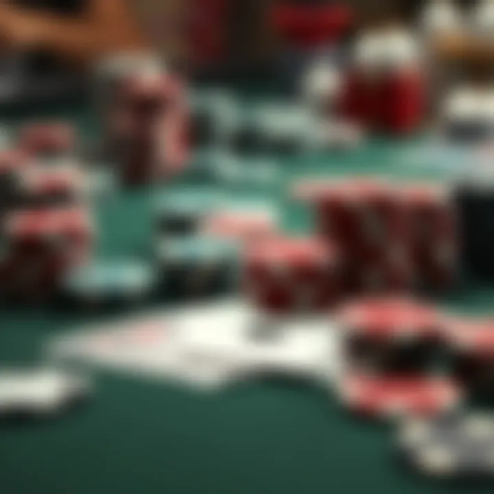 Poker Chips and Cards An array of poker chips and cards on a gaming table
