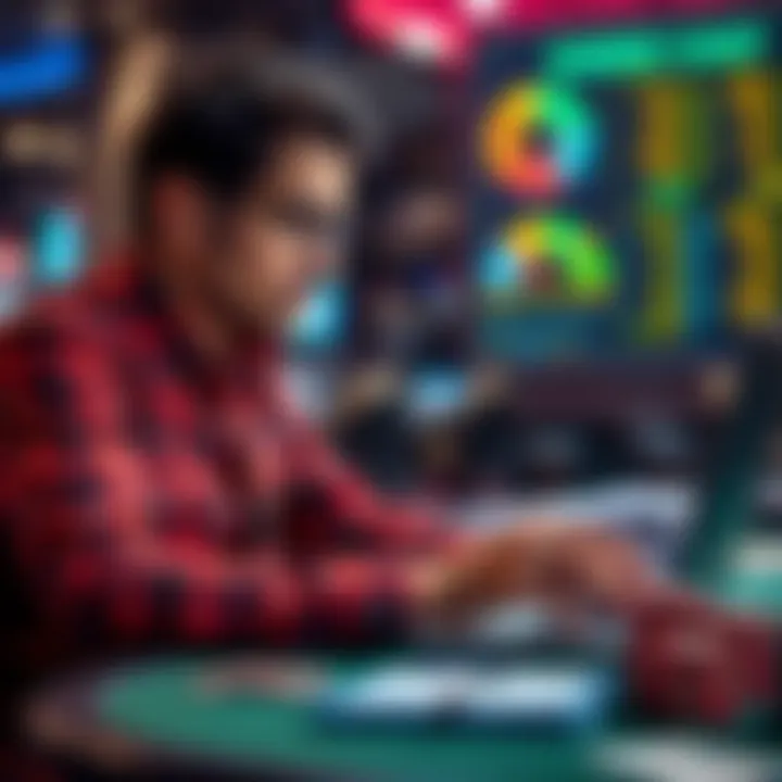 Analyzing Gambling Statistics A thoughtful individual analyzing statistics on a laptop