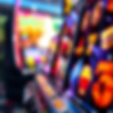 A close-up view of an online slot machine interface showcasing vibrant graphics and symbols.