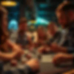 A group of friends enjoying a poker night using mobile apps