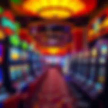 Vibrant Gaming Environment Colorful gaming floor filled with slot machines and table games