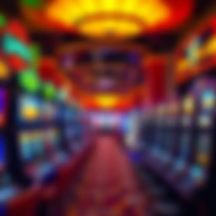 Vibrant Gaming Environment Colorful gaming floor filled with slot machines and table games