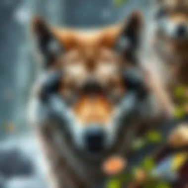 Thematic Elements of Silver Wolf Illustration of the Silver Wolf theme featuring wolves and nature elements.