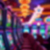 Vibrant slot machine display at Winstar World Casino