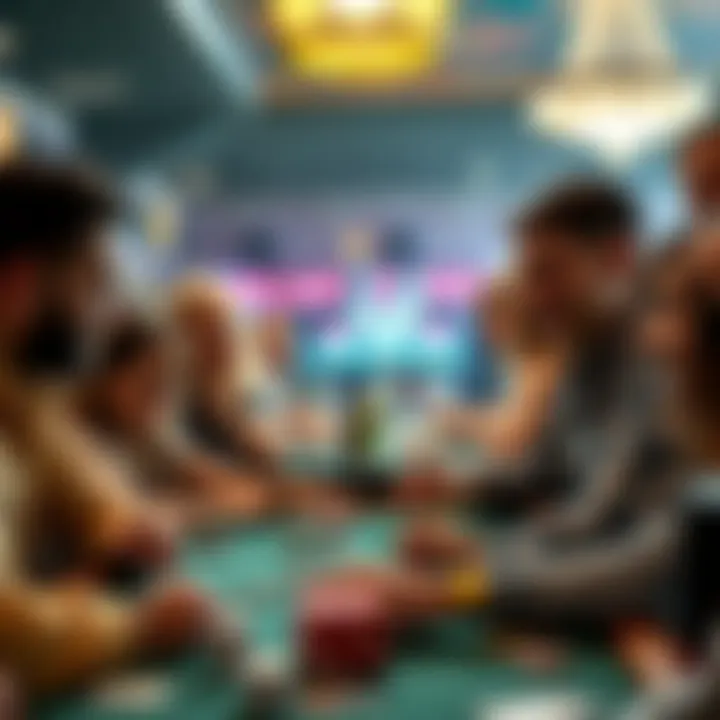 The Social Dynamics of Texas Golden Poker A diverse group engaged in a lively Texas Golden Poker game, highlighting the social aspect