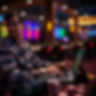 Engaging with Online Lottery Interface A person engaging with an online lottery interface on a laptop