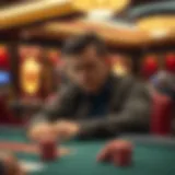 A person deep in thought while considering their next move at a poker table