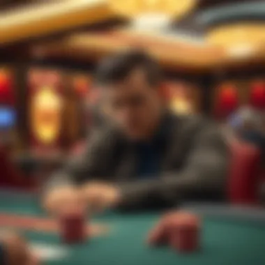 Strategic Thinking in Poker A person deep in thought while considering their next move at a poker table