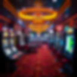A vibrant casino floor showcasing various gaming tables and slot machines