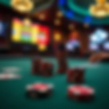 Exciting Gaming at the Poker Table A close-up of a poker table with chips and cards, symbolizing the excitement of gaming in the city