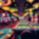 A stunning view of a vibrant casino floor in Indianapolis featuring various gaming tables and slot machines