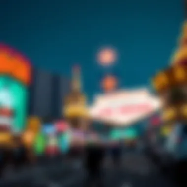 Cultural Significance of Poker An iconic Las Vegas backdrop with casino lights, representing the cultural significance of poker in the city.