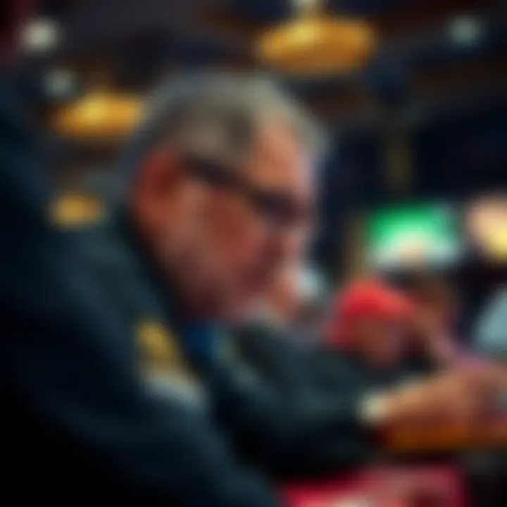 Intensity of Competition A profile of a legendary poker player during a high-stakes moment, capturing the intensity of competition.