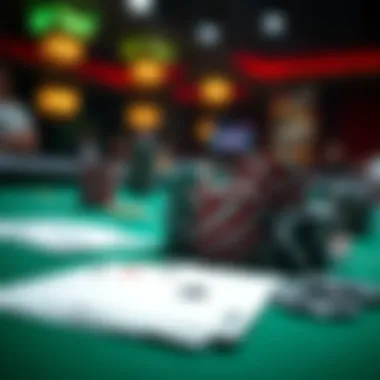 Strategic Elements of Poker A close-up of poker chips and cards on a felt table, symbolizing the strategic elements of the game.