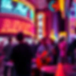 Vibrant live performance under neon lights