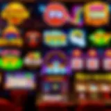 A vibrant display of various video slot games