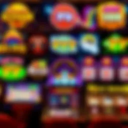 A vibrant display of various video slot games