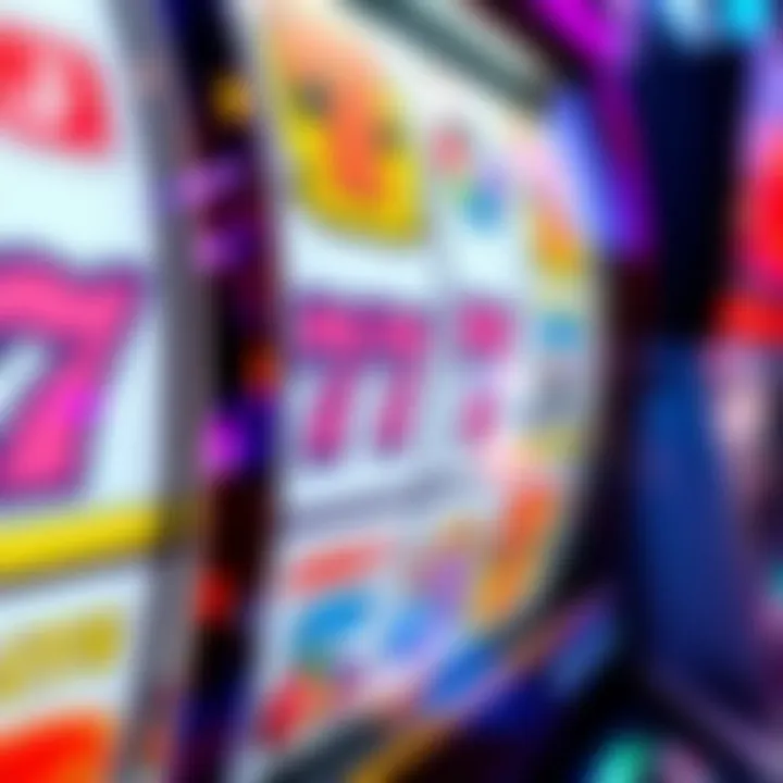 Exciting Slot Machine Action A close-up of slot machine reels in motion