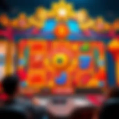 A vibrant digital interface of an online slot game featuring Asian motifs